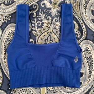 Seamless Royal Blue Scoop-Back Bralette - free people movement